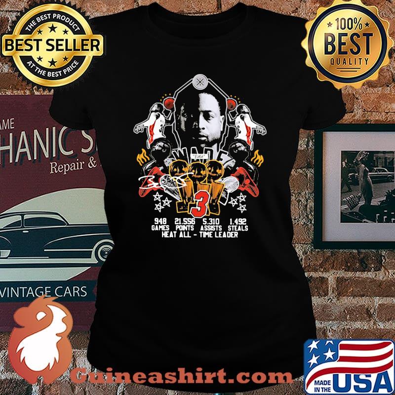 Dwyane wade 3 games points assists steals heat all time leader signature s Laides tee