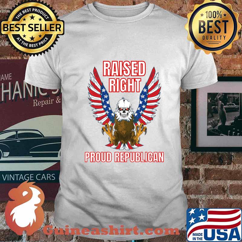 Eagle Skull USA American Flag Raised Right Proud Republican T-Shirt