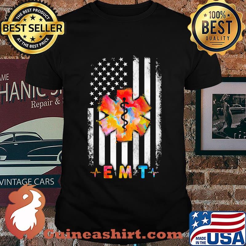 EMS EMT Paramedic American Flag Independence Day Shirt