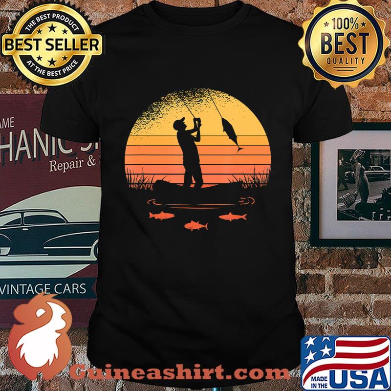 Fisherman Sunset catching a fish, & view beneath the water T-Shirt
