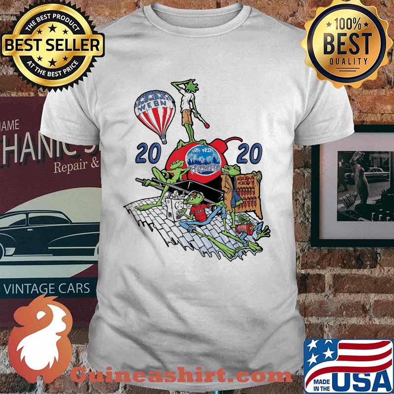 Frog fireworks webn 2020 american flag shirt