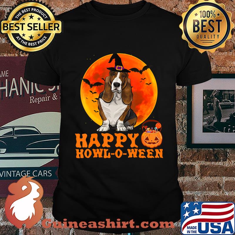 Funny Basset Hound Dog Halloween Happy Howl-o-ween T-Shirt