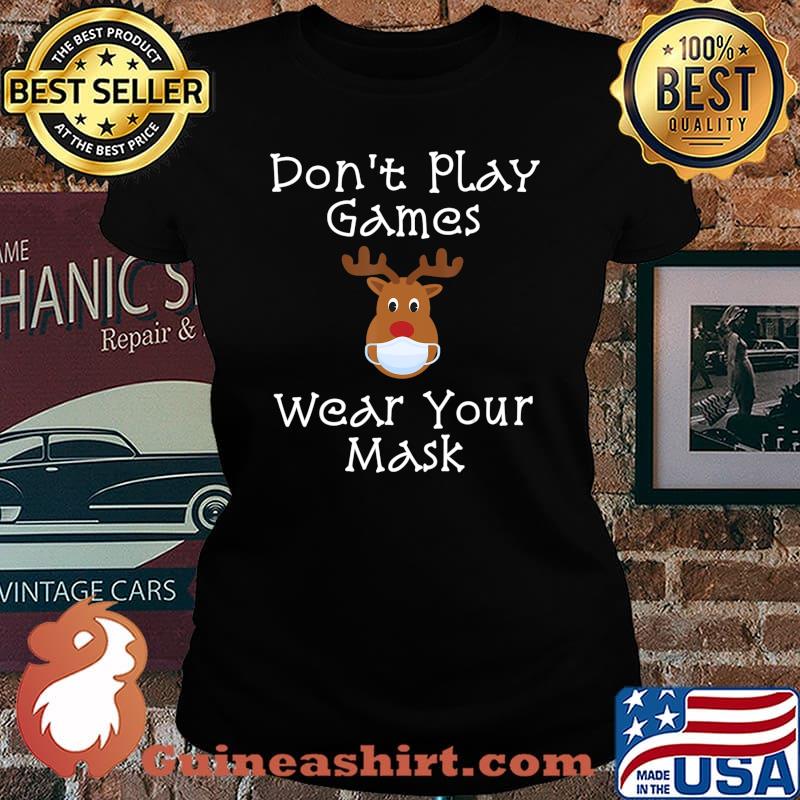 Funny Rudolph Christmas 2020 Wear Your Mask Matching Gift T-Shirt Laides tee