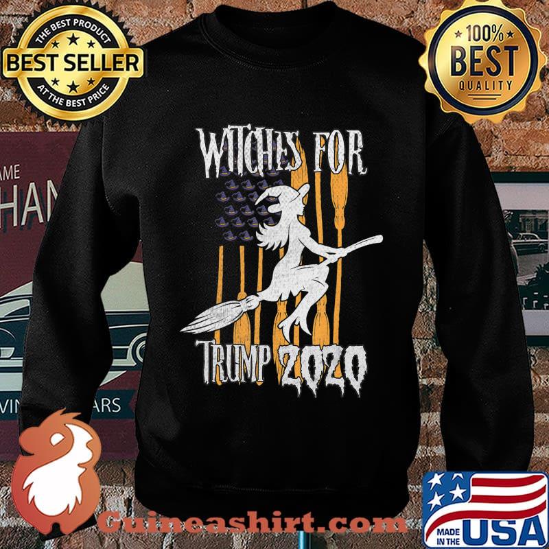 Funny Witches for Trump Halloween US Flag Broomstick Hat T-Shirt Sweater