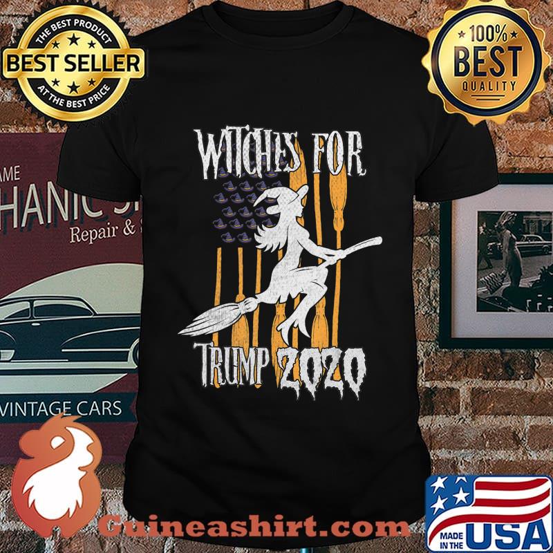 Funny Witches for Trump Halloween US Flag Broomstick Hat T-Shirt
