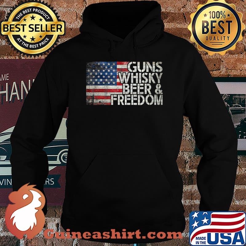 Gun Whiskey Beer and Freedom American Flag Vintage T-Shirt Hoodie