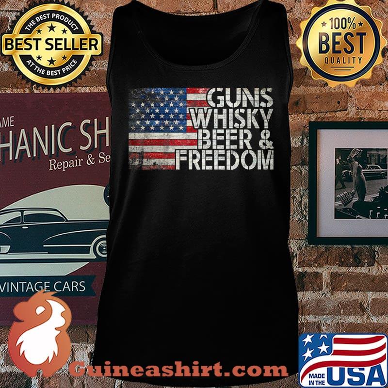 Gun Whiskey Beer and Freedom American Flag Vintage T-Shirt Tank top