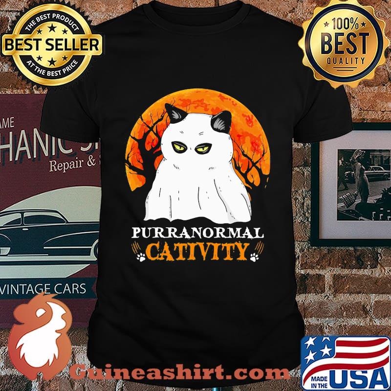 Halloween black cat boo purranormal cativity sunset shirt