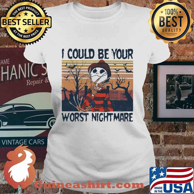 Halloween freddy krueger jack skellington i could be your worst nightmare vintage retro s Ladies tee
