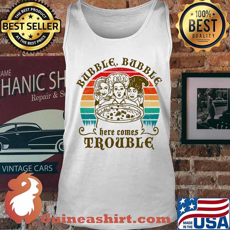 Halloween hocus pocus bubble bubble here comes trouble vintage retro s Tank top
