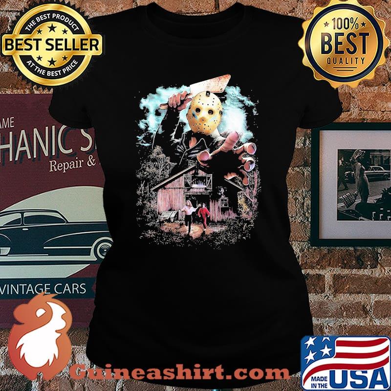 Halloween jason voorhees holding knife s Laides tee