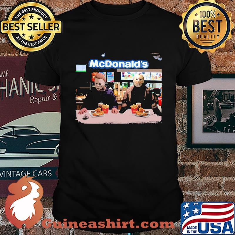 Halloween jason voorhees michael myers mcdonald's logo shirt