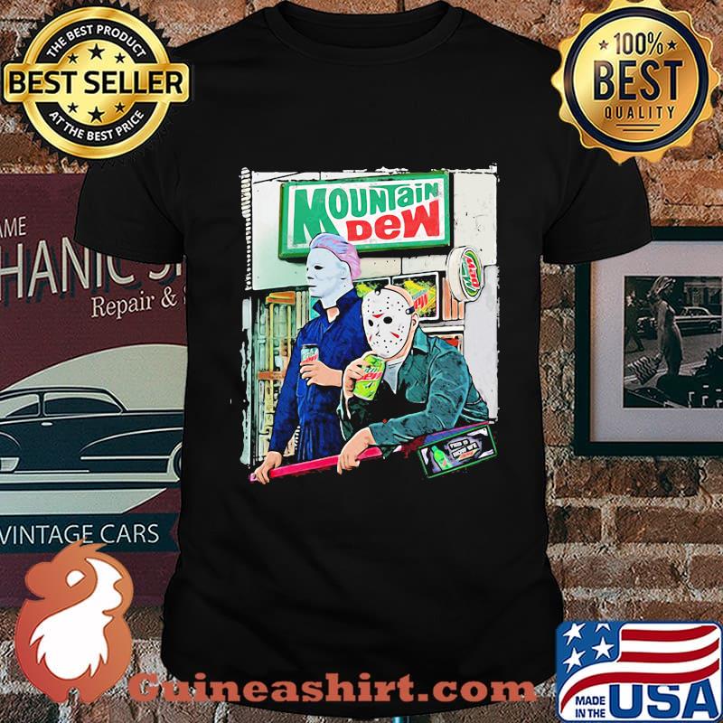 Halloween jason voorhees michael myers mountain dew shirt