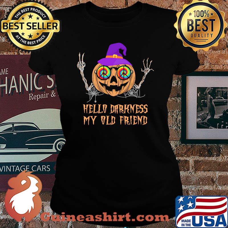 Halloween pumpkins hello darkness my old friend s Laides tee
