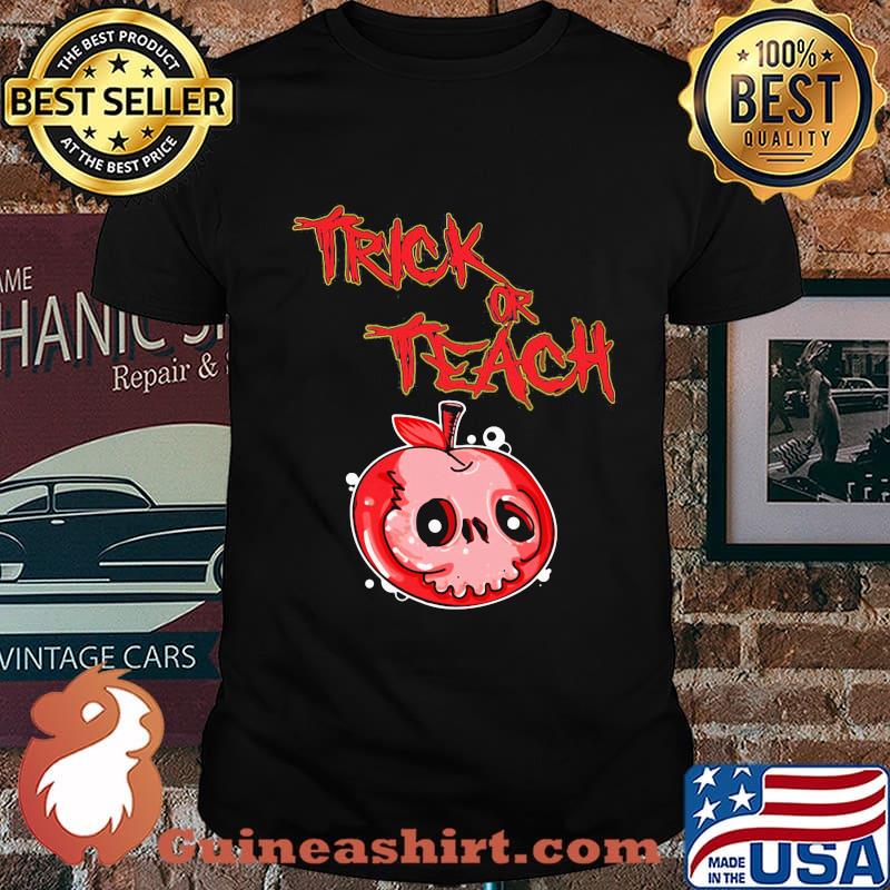 Halloween skull apple trick or teach shirt