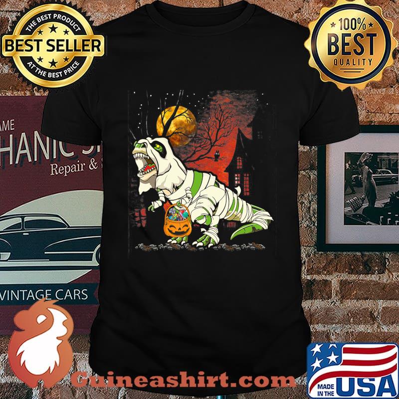 Halloween Tee for Boys Kids Dinosaur T rex Mummy Pumpkin T-Shirt