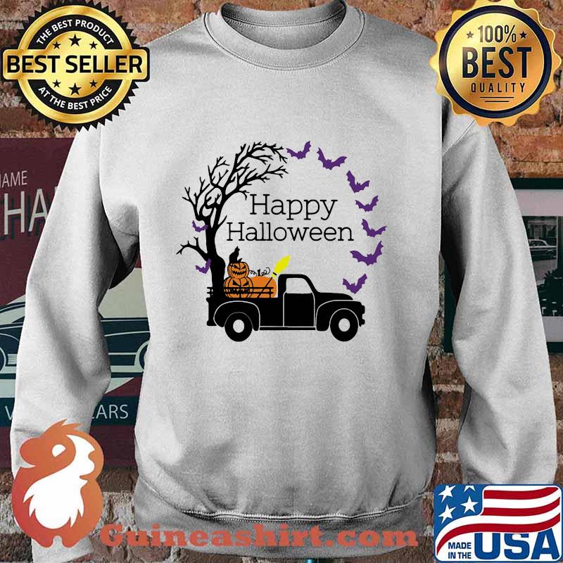 Happy halloween bat and pumpkin car tree s Sweater