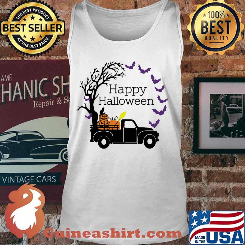 Happy halloween bat and pumpkin car tree s Tank top