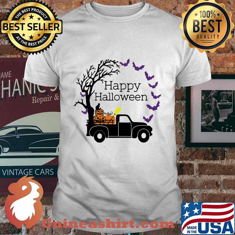 Happy halloween bat and pumpkin car tree shirt