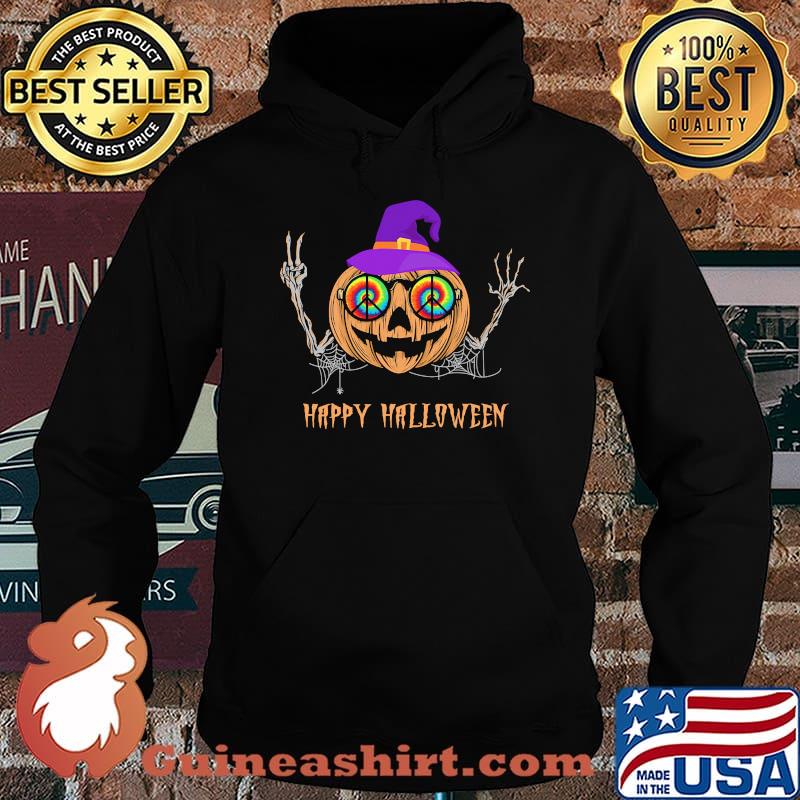 Happy halloween hippie pumpkin witch s Hoodie