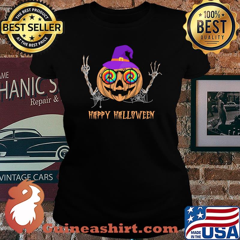 Happy halloween hippie pumpkin witch s Laides tee