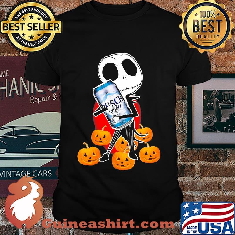 Happy halloween jack skellington hug busch light beer pumpkins shirt