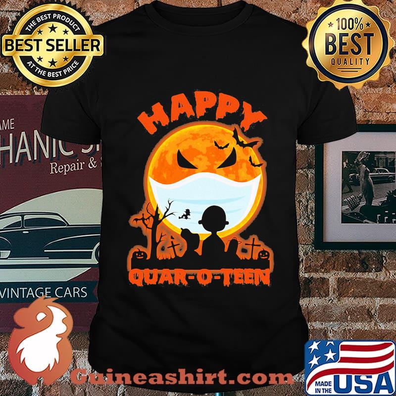 Happy halloween the peanuts quar-o-teen moon mask shirt