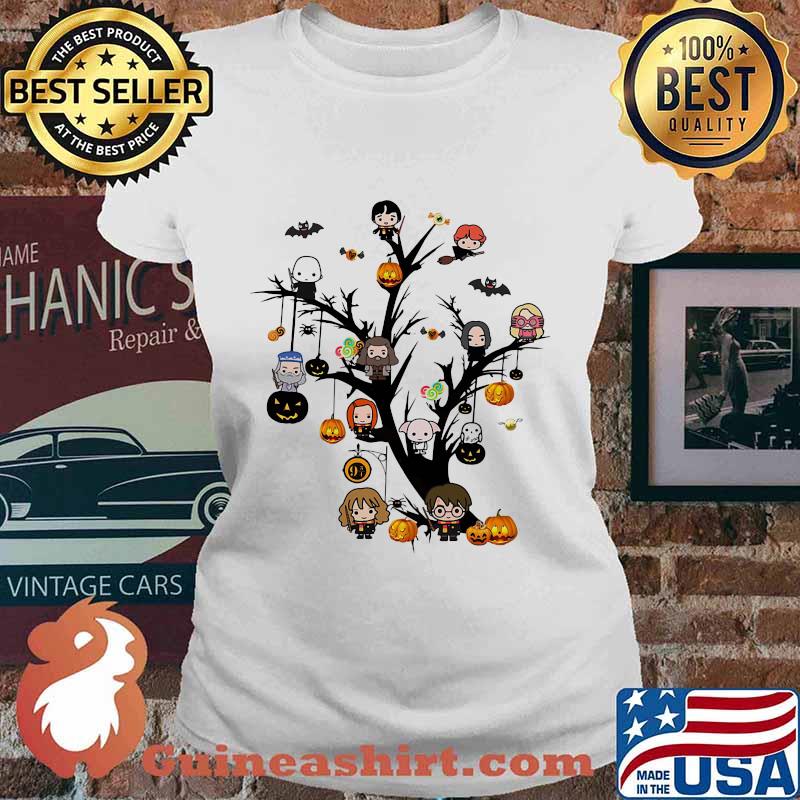 Happy halloween tree harry potter characters chibi witch s Ladies tee