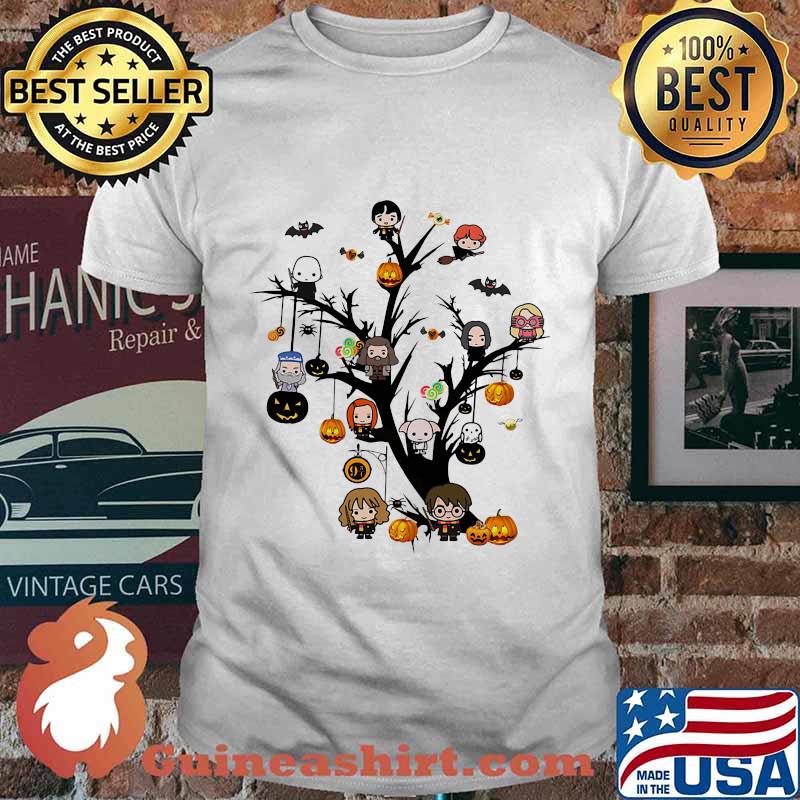 Happy halloween tree harry potter characters chibi witch shirt