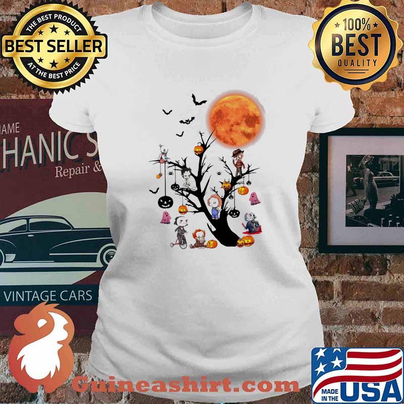 Happy halloween tree horror characters s Ladies tee