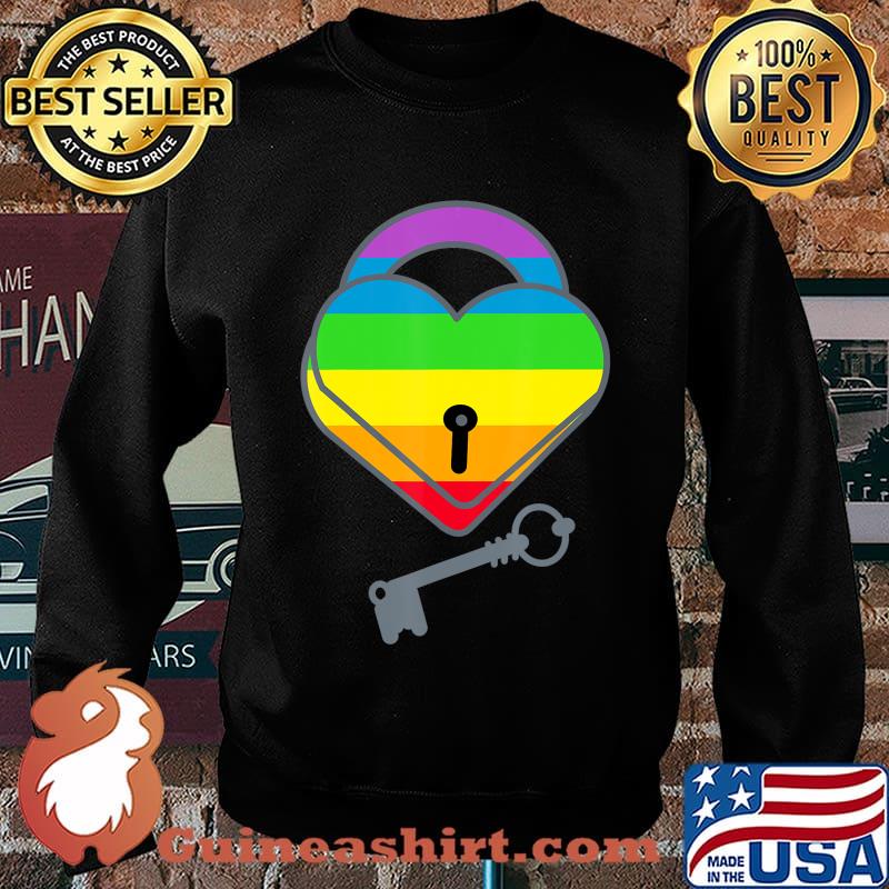 Heart Lock and Key Rainbow T-Shirt T-Shirt Sweater