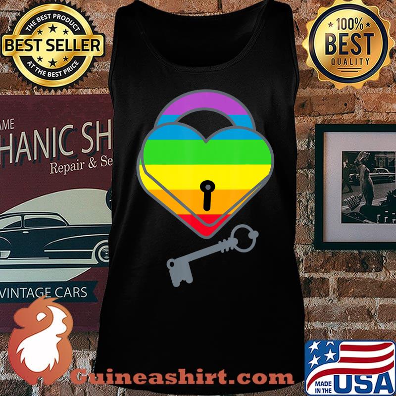 Heart Lock and Key Rainbow T-Shirt T-Shirt Tank top