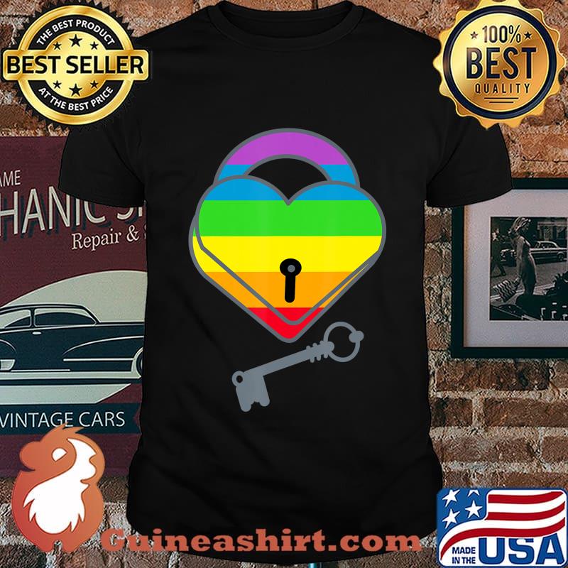 Heart Lock and Key Rainbow T-Shirt T-Shirt