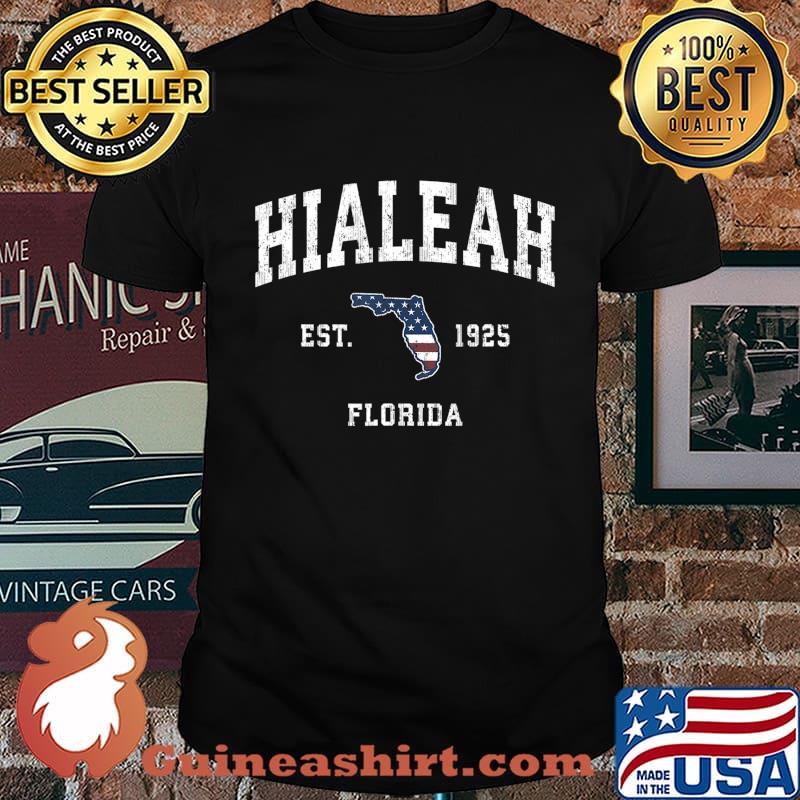 Hialeah Florida FL Vintage American Flag Sports Design T-Shirt