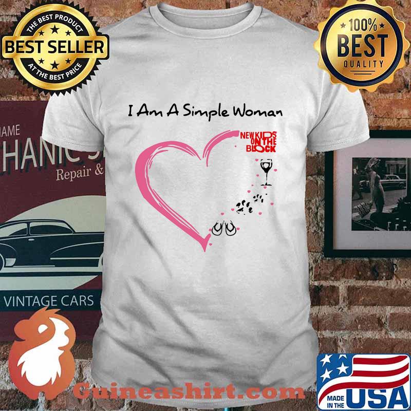 I am a simple woman heart mannew kids on the block wine paw dog camping shirt