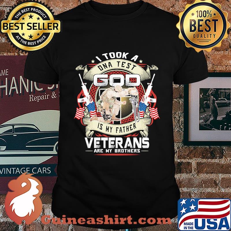 I took a dna test god is my father veterans are my brothers usa flag shirt