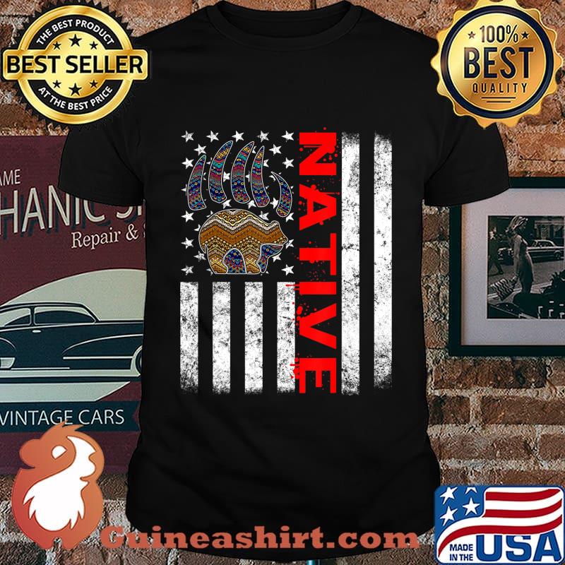 Indigenous Peoples Day Indian Native American Flag Bear Claw T-Shirt