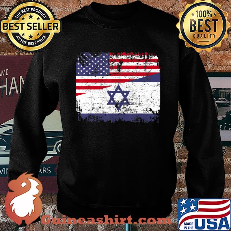 ISRAELI ROOTS Half American Flag USA ISRAEL FLAG T-Shirt Sweater