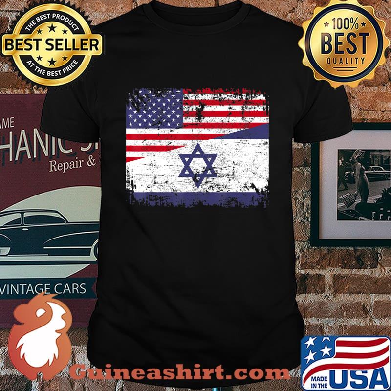 ISRAELI ROOTS Half American Flag USA ISRAEL FLAG T-Shirt