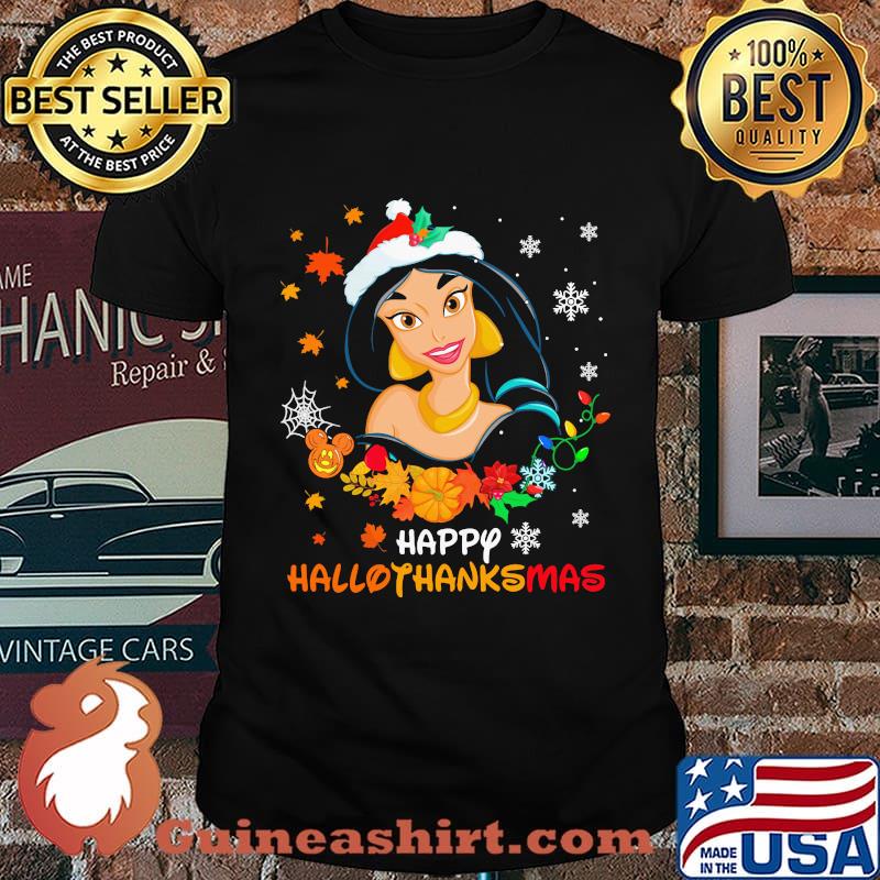 Jasmine happy hallothanksmas halloween thanksgiving christmas shirt
