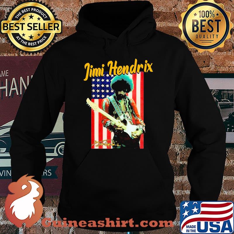 Jimi hendrix playing guitar signature american flag s Hoodie