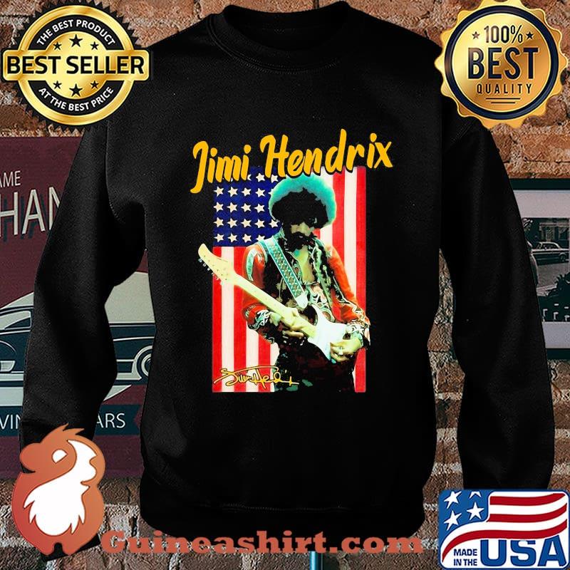 Jimi hendrix playing guitar signature american flag s Sweater