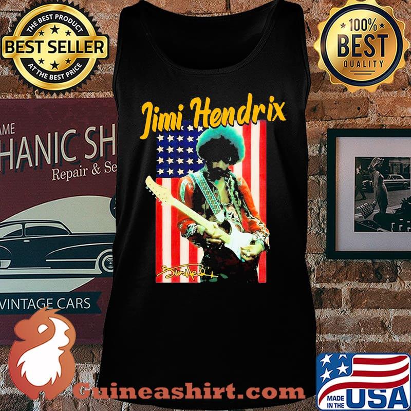 Jimi hendrix playing guitar signature american flag s Tank top