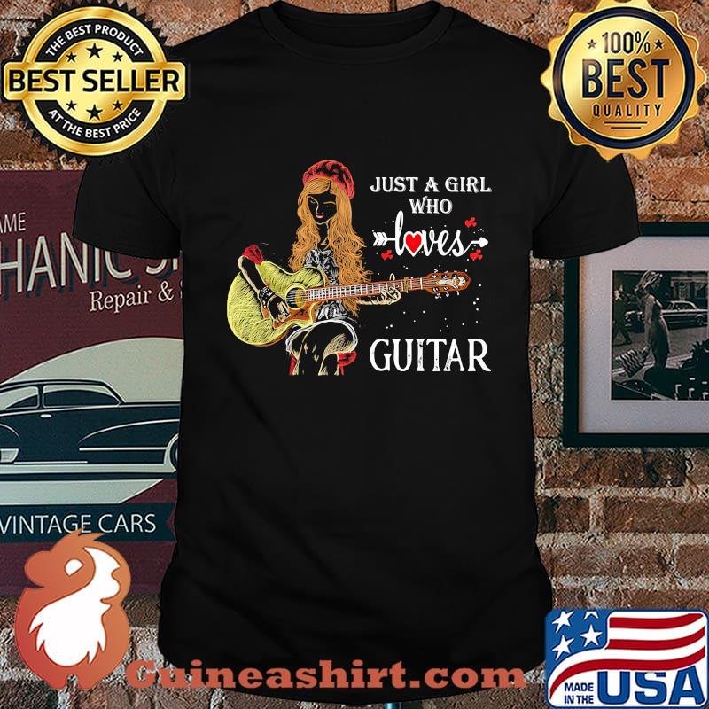 Just a girl who loves guitar hearts shirt