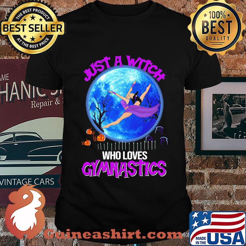 Just a witch who loves gymnastics happy halloween shirt