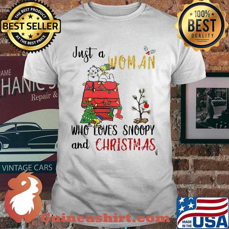 Just a woman who loves snoopy and christmas shirt