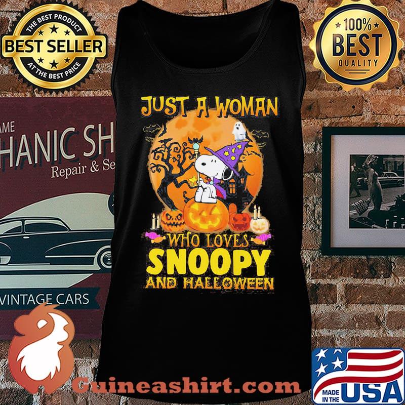 Just a woman who loves snoopy and halloween s Tank top