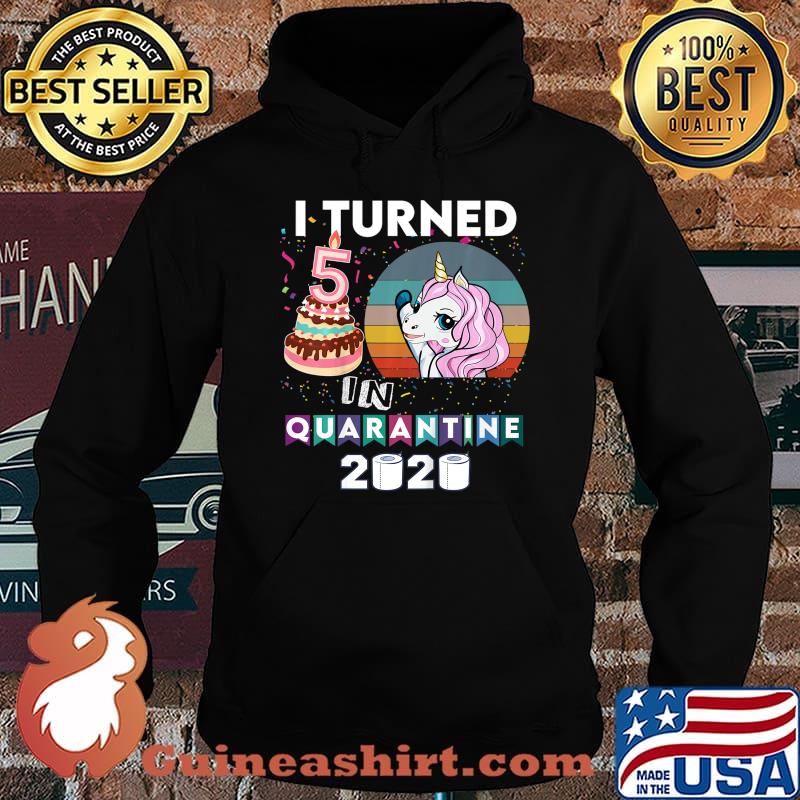 Kids Kids I turned 5 in quarantine Unicorn birthday 5th girl boy T-Shirt Hoodie