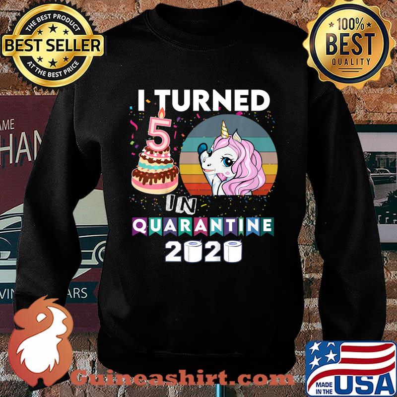 Kids Kids I turned 5 in quarantine Unicorn birthday 5th girl boy T-Shirt Sweater