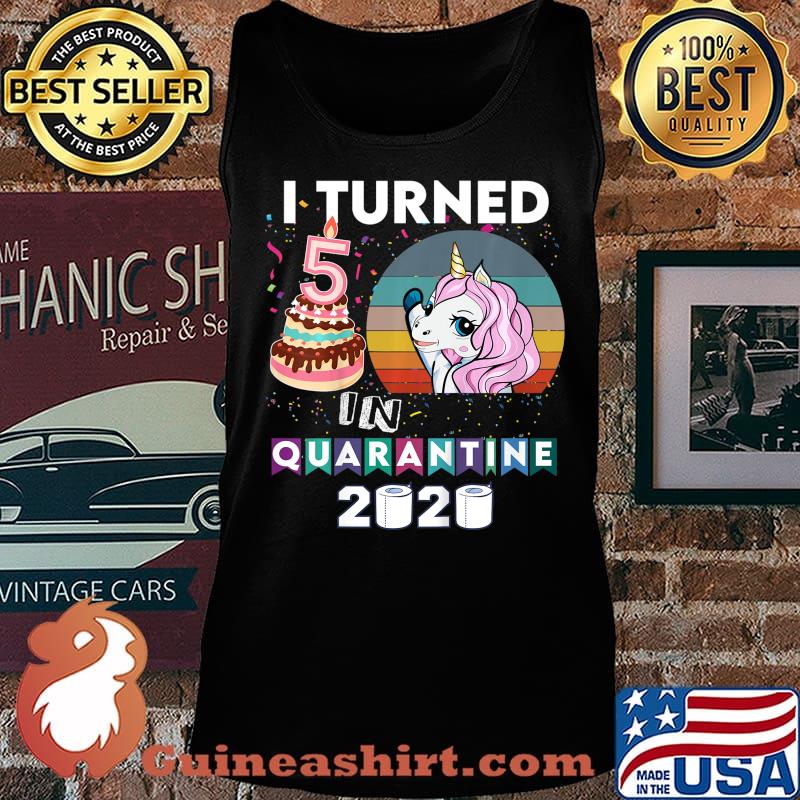 Kids Kids I turned 5 in quarantine Unicorn birthday 5th girl boy T-Shirt Tank top
